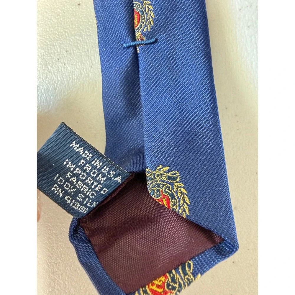 Polo Ralph Lauren Neiman Marcus VTG Silk Crest Tie Blue Heraldic Made in USA